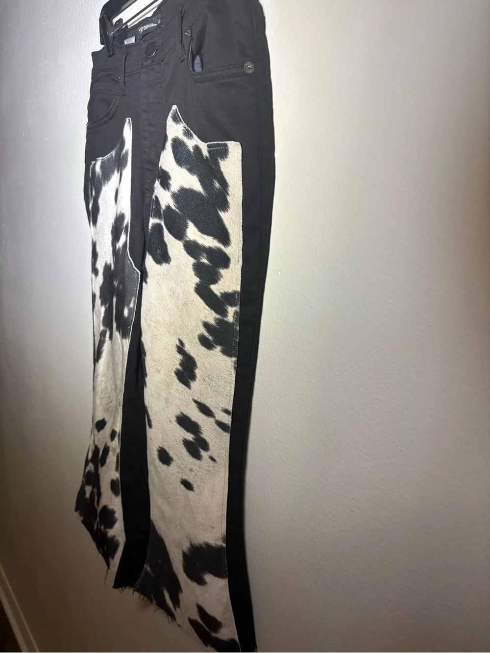 GJG Denim Y2K Cow Print Jorts Size 11 Super Stretch Western Festival Made USA